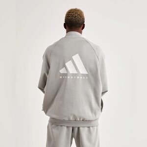 Adidas Basketball FL Track Top Front Zip Jacket Unisex L Gray Logo NWOT $90